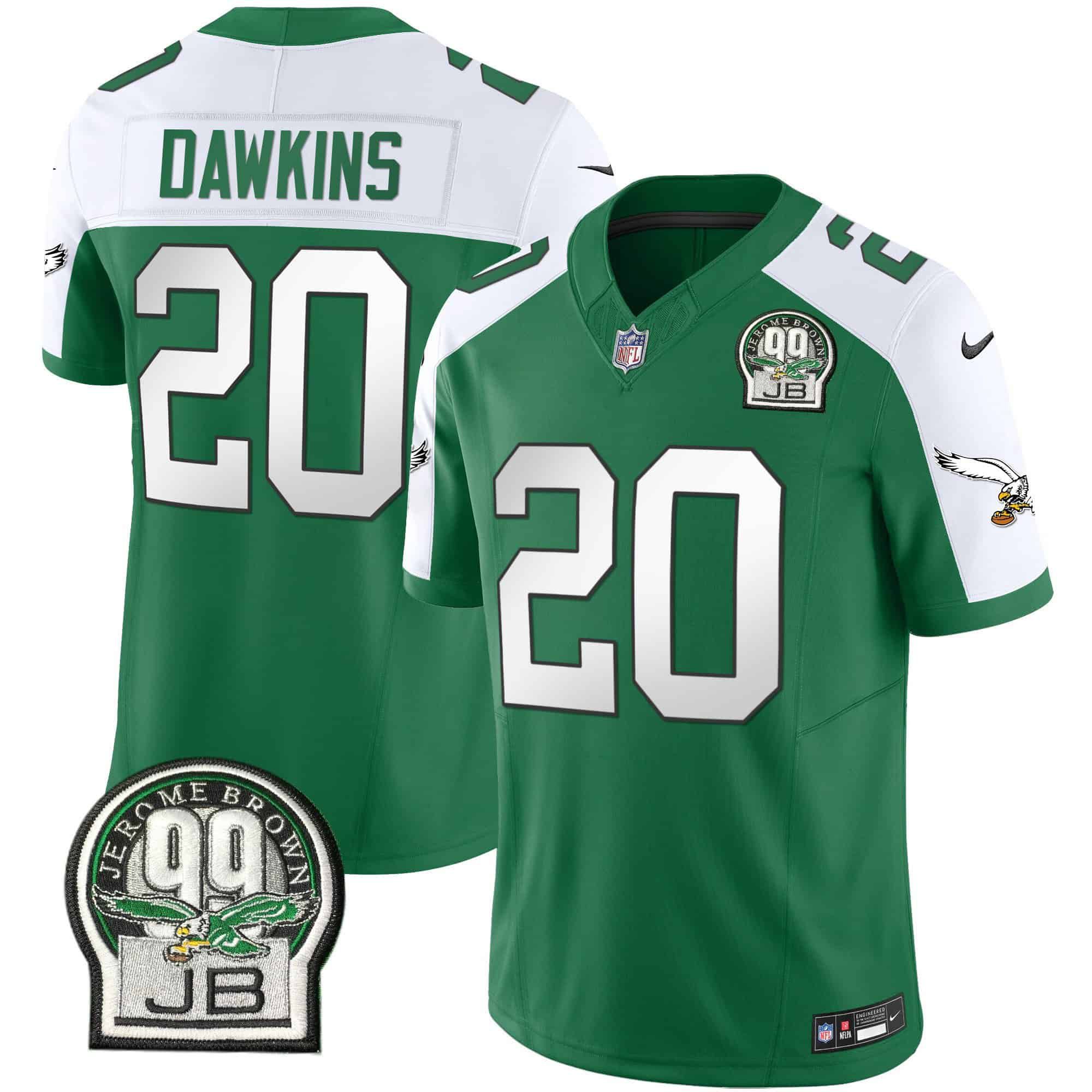 Men Philadelphia Eagles 20 Dawkins Green 2024 Nike Jerome Brown Patch Alternate Limited NFL Jersey